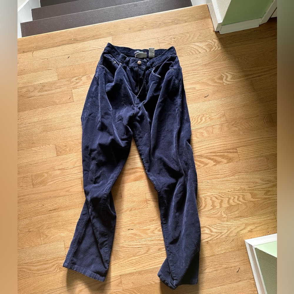 Bill Blass high rise navy corduroy jeans